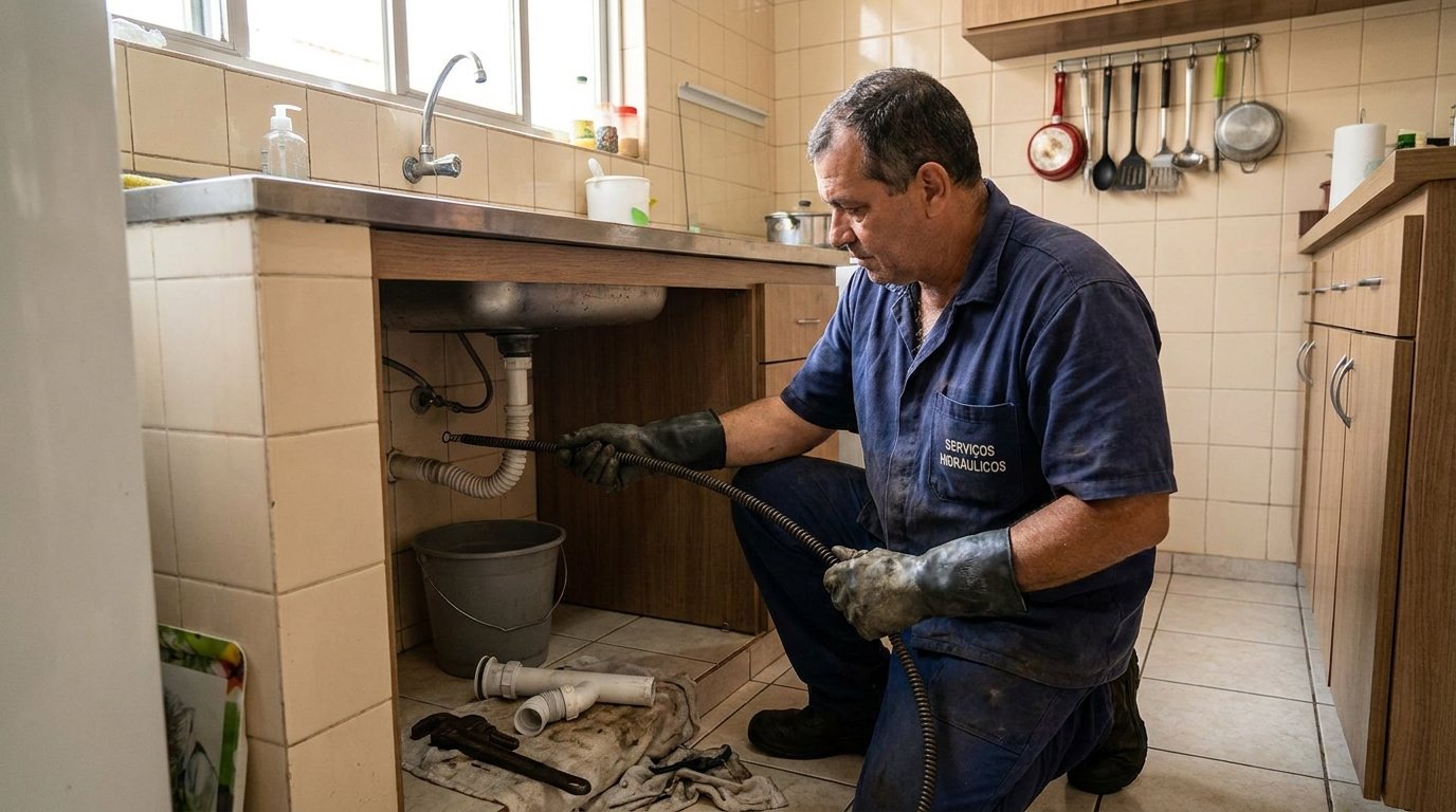 Desentupimento de Pia com Ferramenta em Ribeirão Preto‑SP