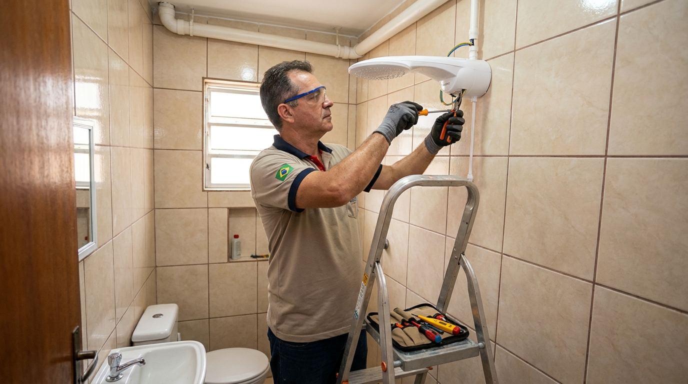 Substituição de Chuveiro Antigo em Ribeirão Preto‑SP